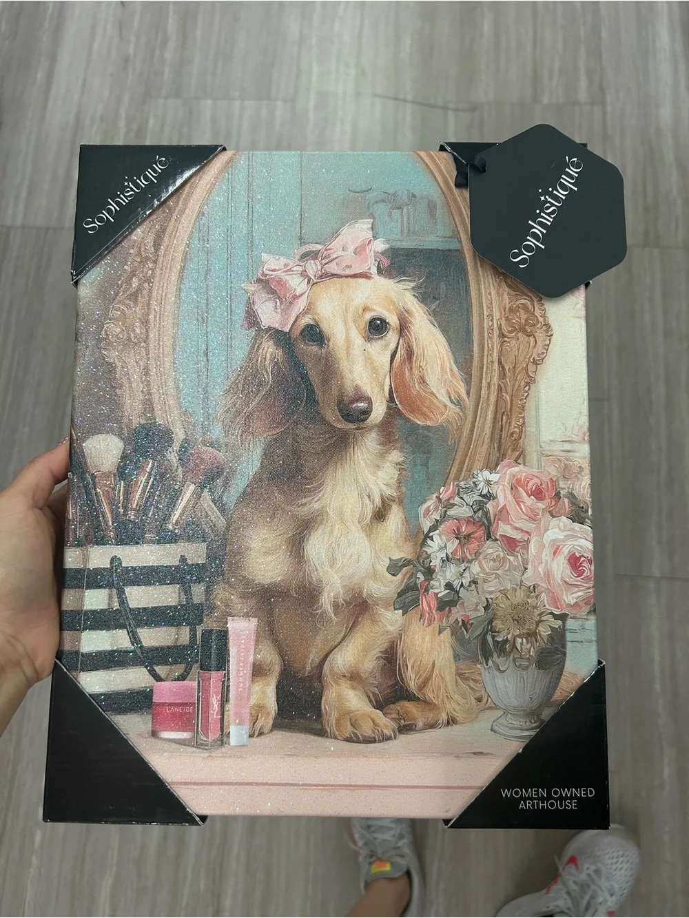 Sophistique Decorative Dog Portrait Wall Art - Pink Bow